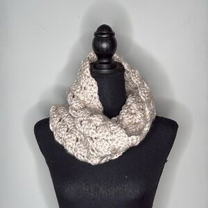 Hand Knit Cream Infinity Scarf